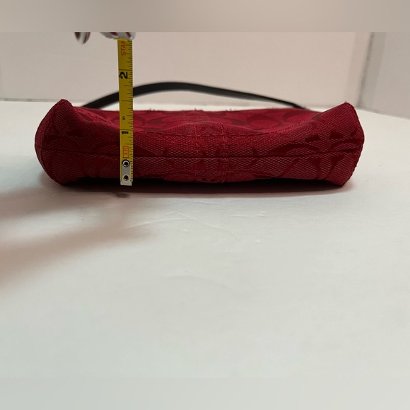 Coach red logo wristlet clutch purse embellished leather embossed - Picture 7 of 11